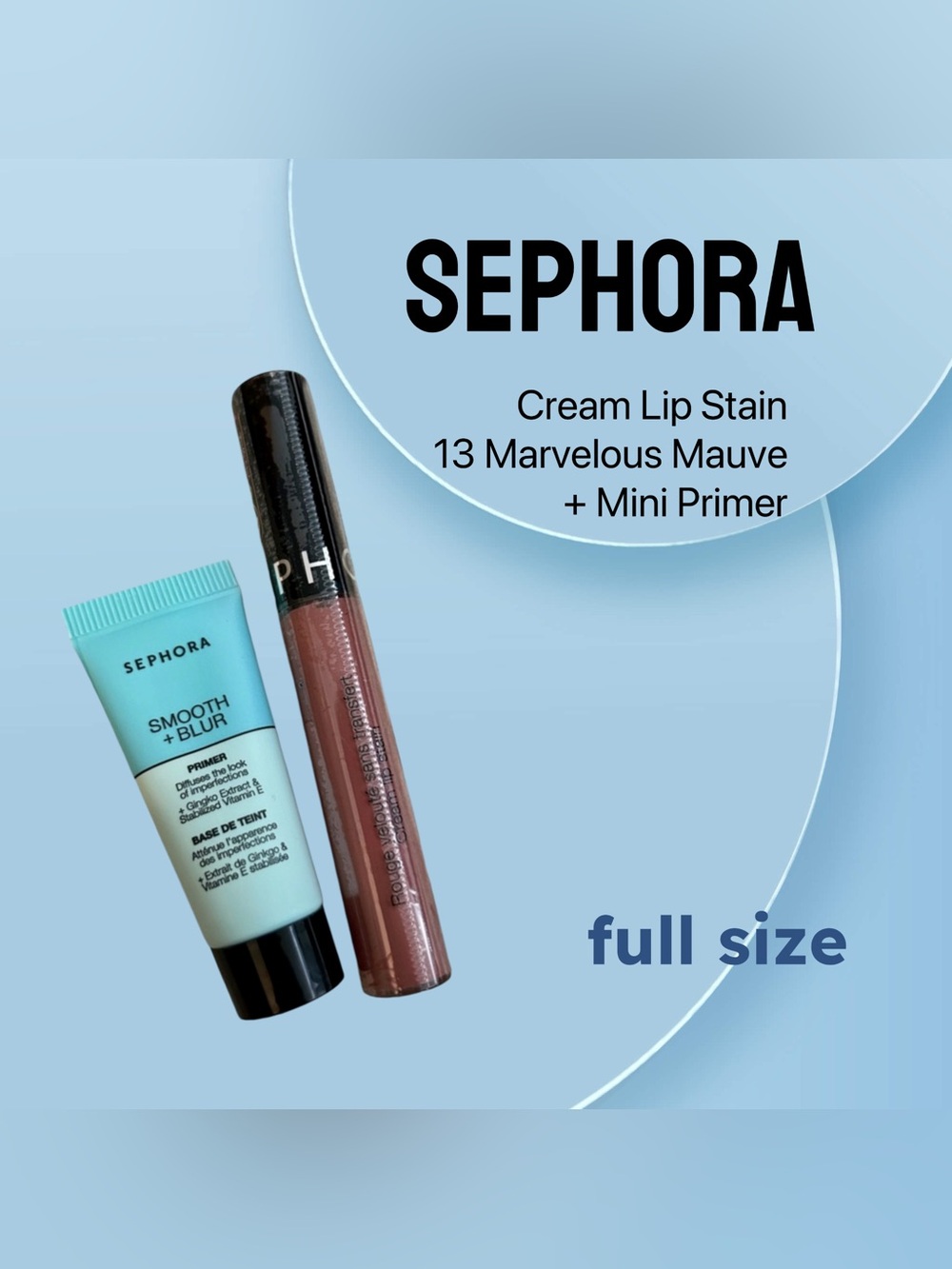 🇫🇷🆕NIB SEPHORA |FULL| Mini Primer + Marvelous Matte Mauve cream lip Stain